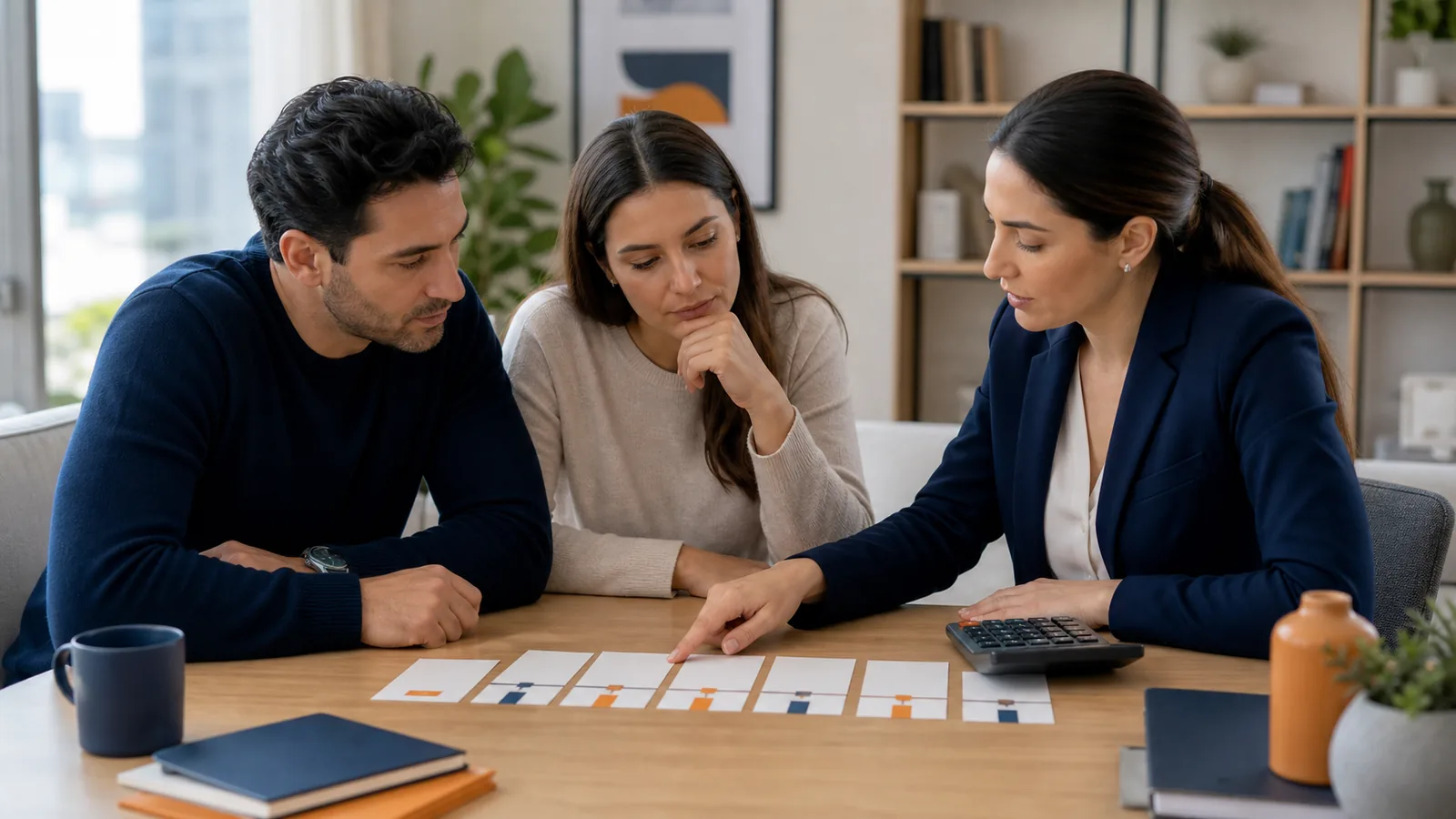 Buyer comparing property payment schedules and unit options.